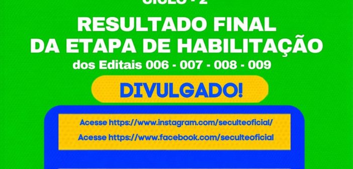 Resultado Final de Habilitação dos editais da PNAB – Ciclo 2